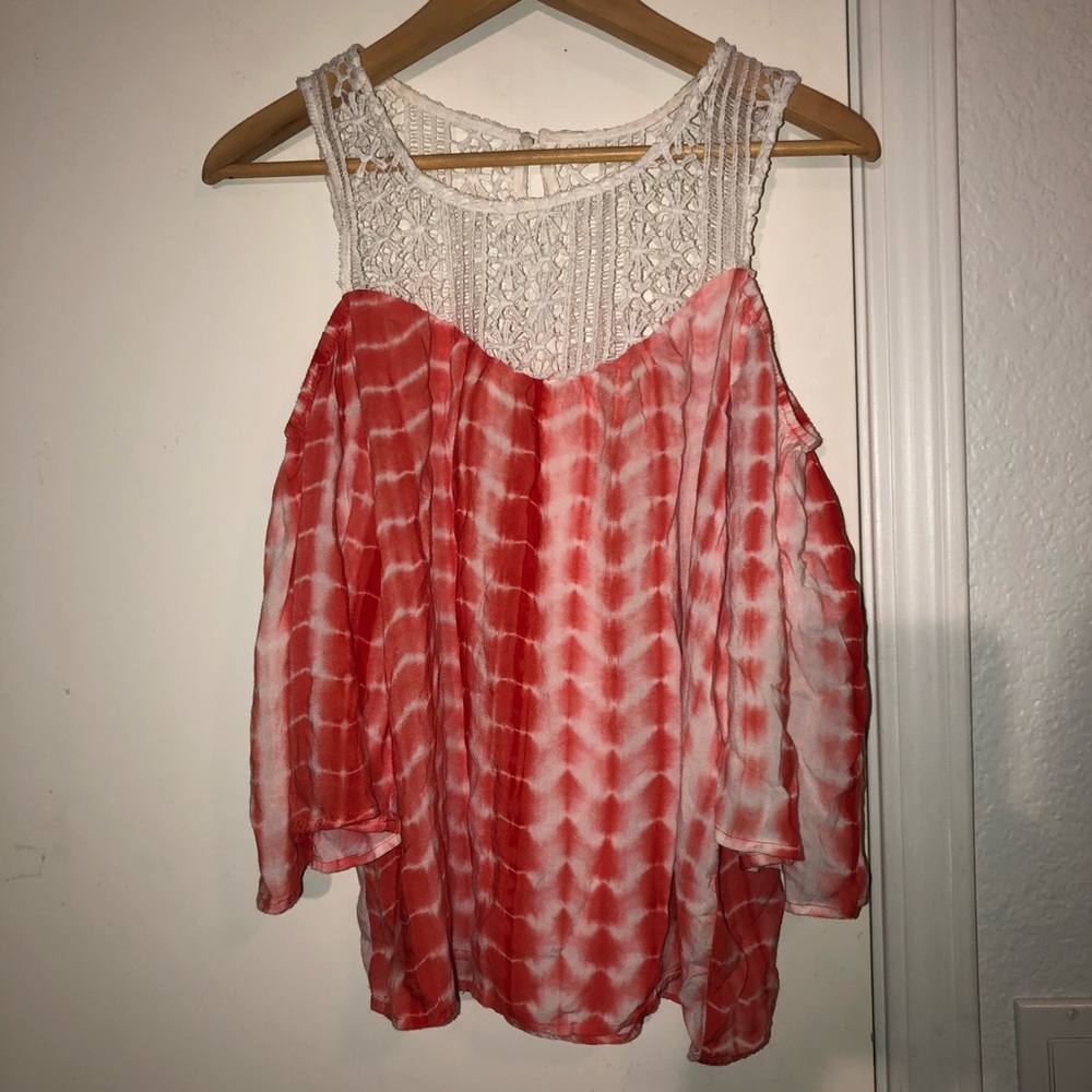 Pink and White Blouse